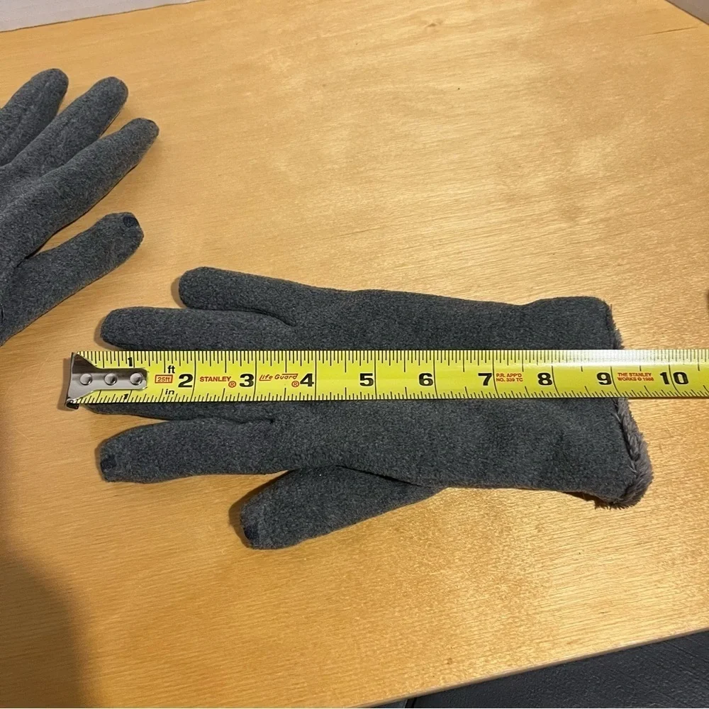 Isotoner Gloves Thinsulate Ultra Insulation Lined Grey ONE SIZE fleece LEATHER - Picture 6 of 6